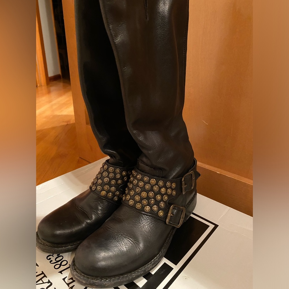 Frye Jenna Studded Tall Black Boots